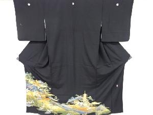 アンティーク　作家物　金閣寺風景模様刺繍留袖(比翼付き)